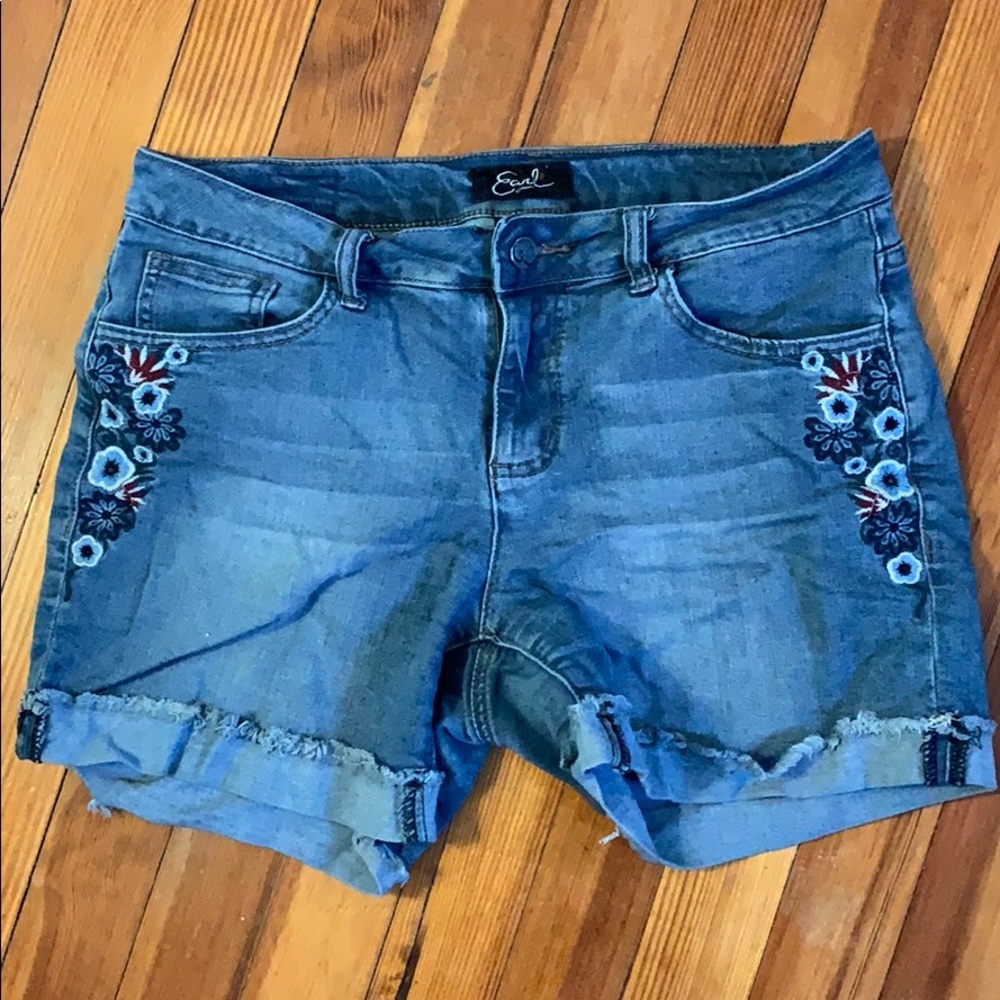 Embroidered Jean Shorts